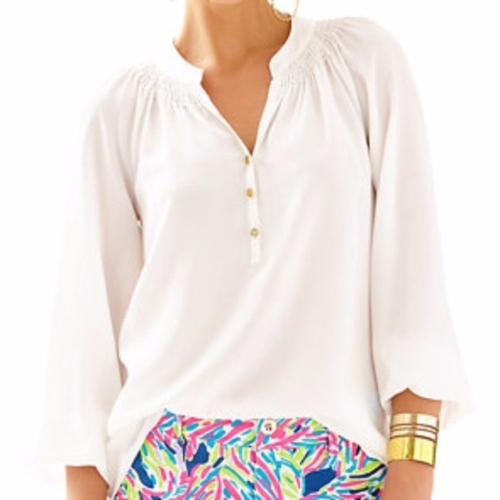 NWT Lilly Pulitzer Elsa Silk top in Resort White